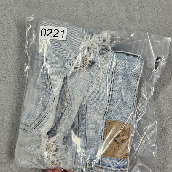 Vtg American Eagle Shorts Womens 8 Distressed Denim Micro Mini Y2K Low Rise - Picture 12 of 12